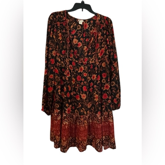 Women’s Billabong Hearts Desire Long Sleeve Floral Mini Dress: Size Small - Picture 3 of 8